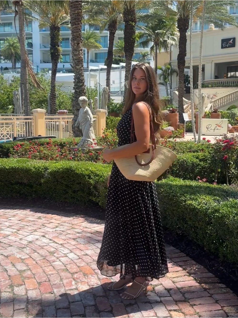 Fehaute Black Polka Dot Maxi Dress - Classic Summer Style